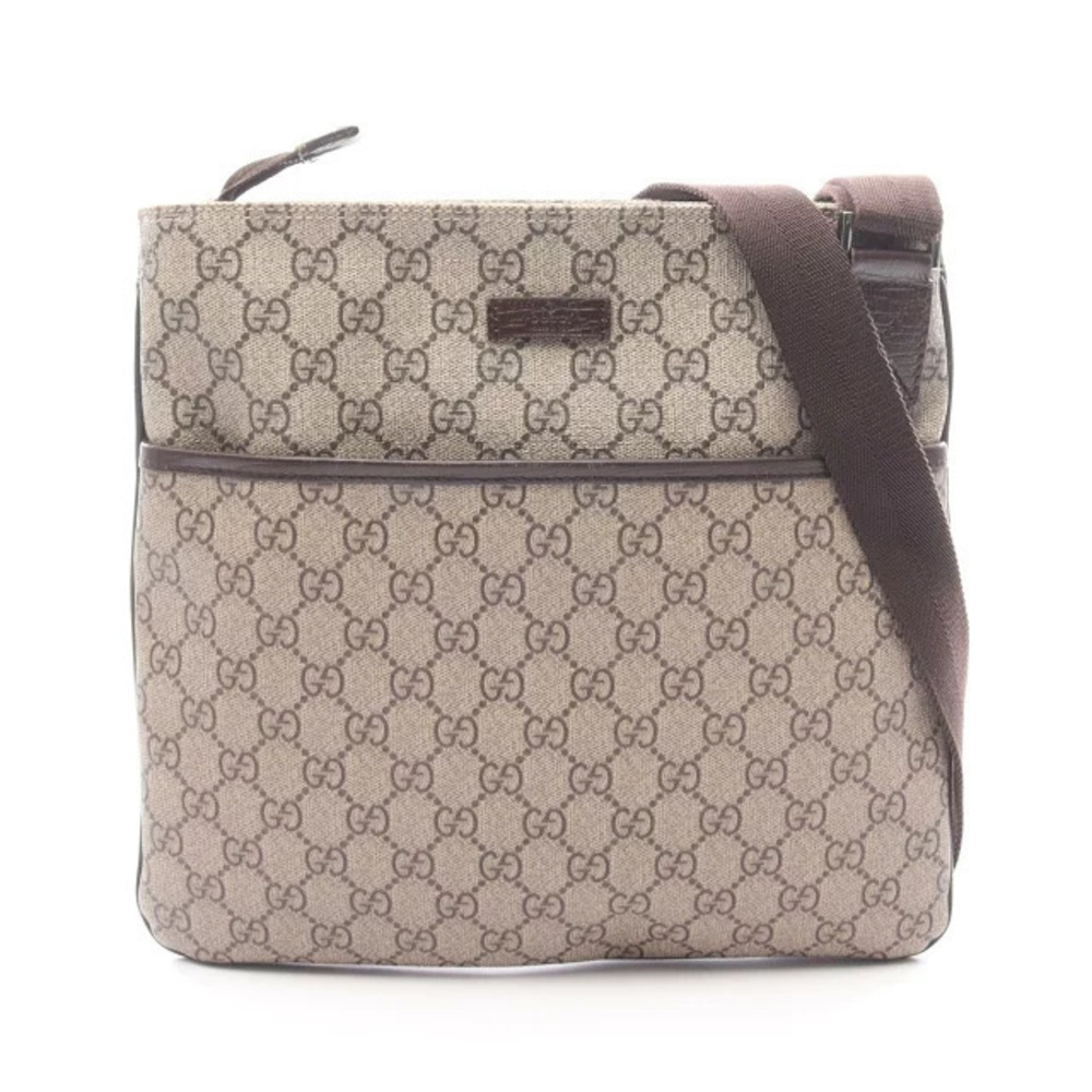 Gucci Leather Canvas Shoulder Beige Supreme Bag Brown GG Tan Brown - Picture 2 of 8